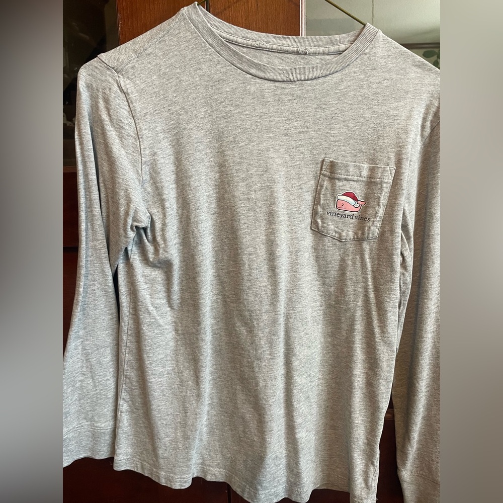 Vineyard Vines Christmas kids Light Gray Long Sleeve Tee